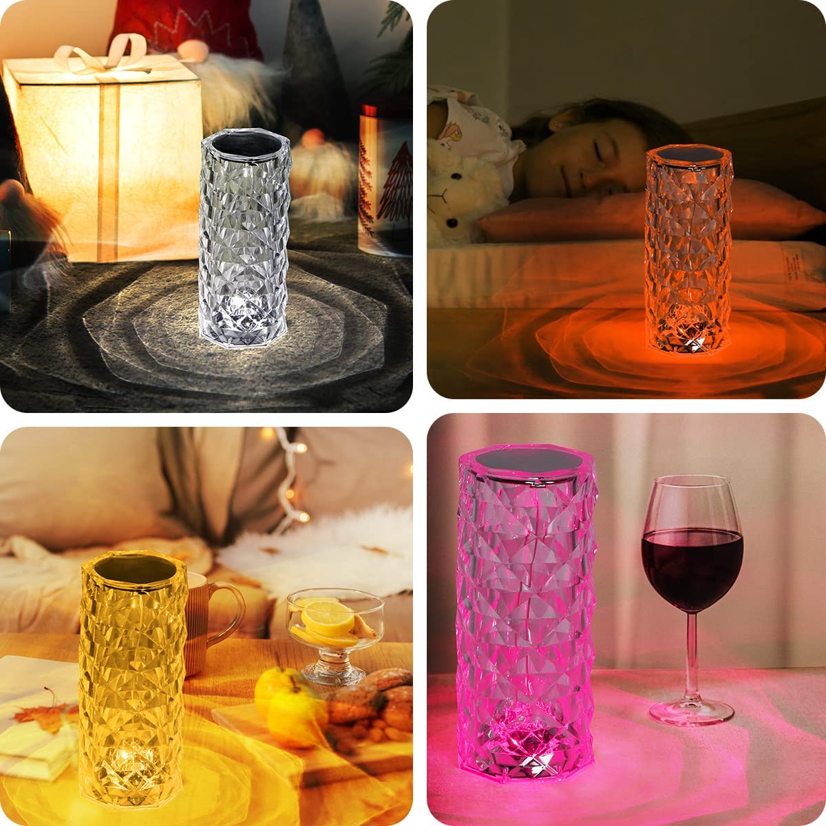 Crystal Lamp Rose Light Diamond Lamp 16 Colors with Touch Control USB Rechargeable Rose Light My Store