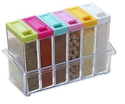 Six Piece Seasoning Set by THE URBAN MART – Kitchen Spice Jar Organizer Set