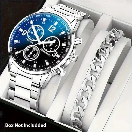 Pack of 2 Fashion Mens Stainless Steel Watches Wristwatch My Store