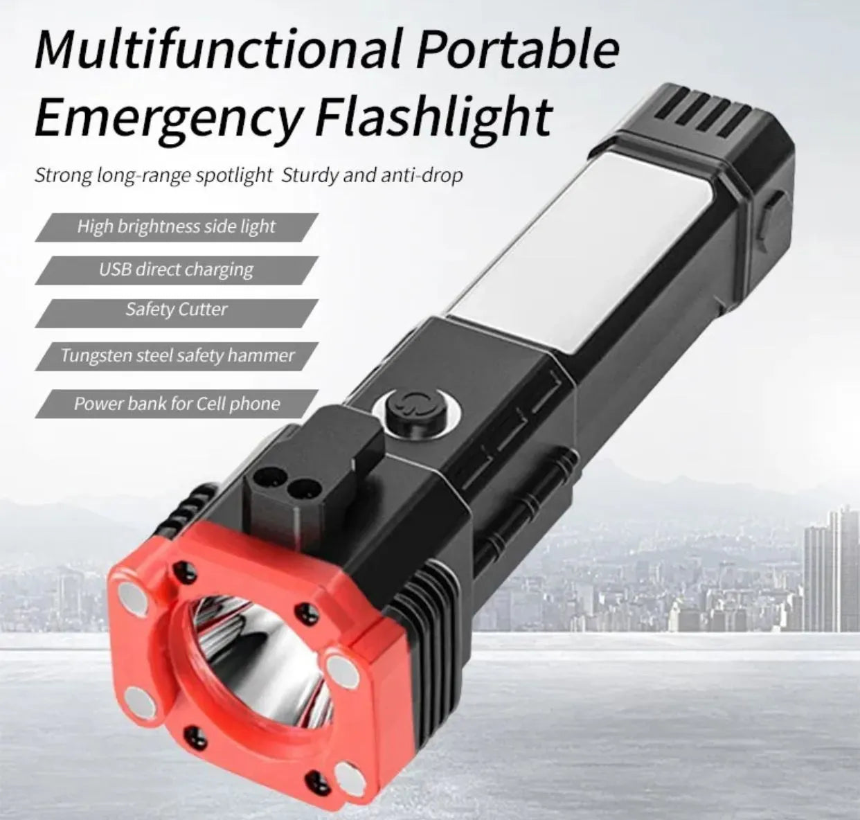 LED 3W Torch 2-in-1 Flashlight – 3000mAh Rechargeable, Ultra-Bright & Durable | THE URBAN MART