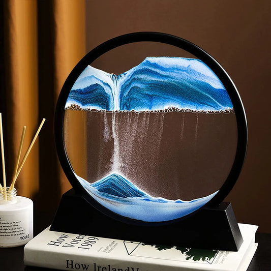 3D Moving Sand Art Lamp – Flowing Sandscape Painting Night Light Hourglass Sand Timer