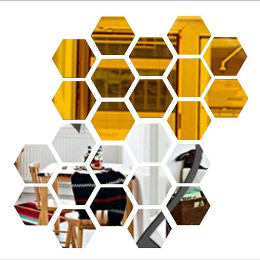 6 Pcs 3D Hexagon Mirror Wall TheUrbanMart