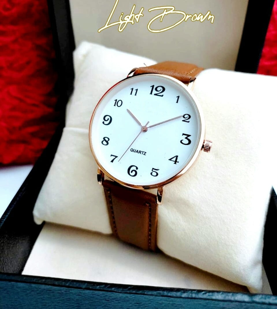 Men Casuals Fashion Watch Quartz Watches Genuine Leather Strap Business Wristwatches Watches for Boys & Men My Store