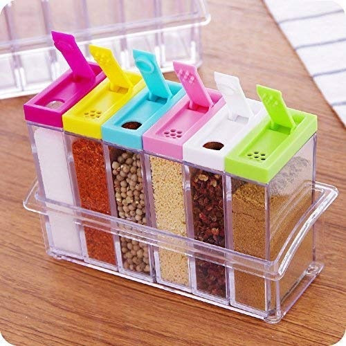 Six Piece Seasoning Set by THE URBAN MART – Kitchen Spice Jar Organizer Set