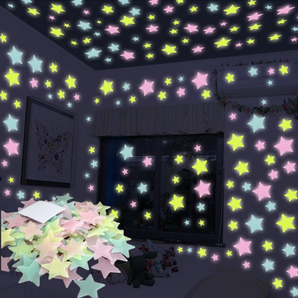Glow In The Dark Plastic Stars 100 Pcs My Store