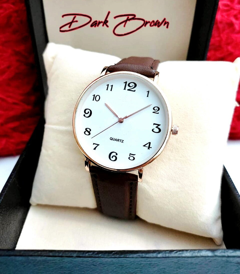 Men Casuals Fashion Watch Quartz Watches Genuine Leather Strap Business Wristwatches Watches for Boys & Men My Store