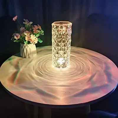 Rose Diamond Table Lamp by THE URBAN MART – LED Crystal Touch Lamp for Home Décor