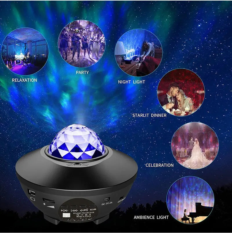 Galaxy Projector Night Light Table Lamp With Speaker TheUrbanMart