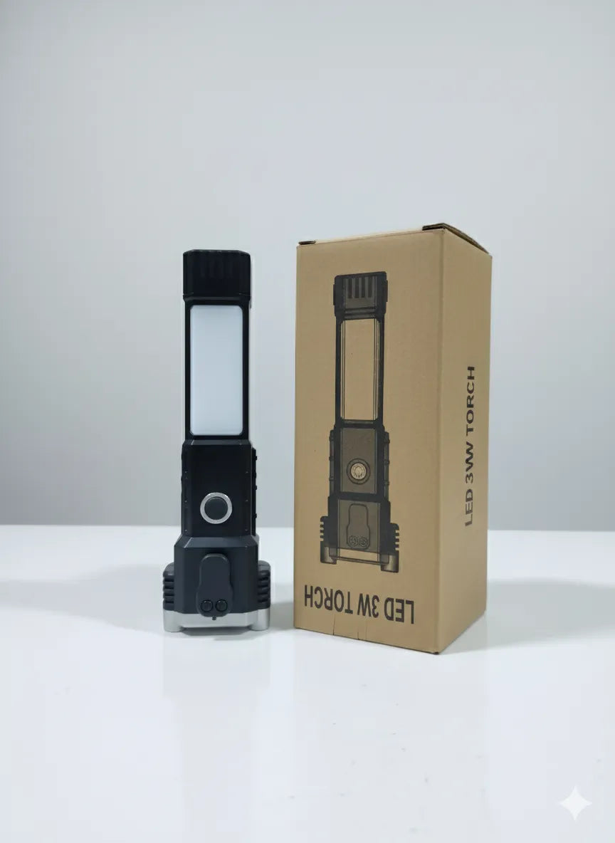LED 3W Torch 2-in-1 Flashlight – 3000mAh Rechargeable, Ultra-Bright & Durable | THE URBAN MART