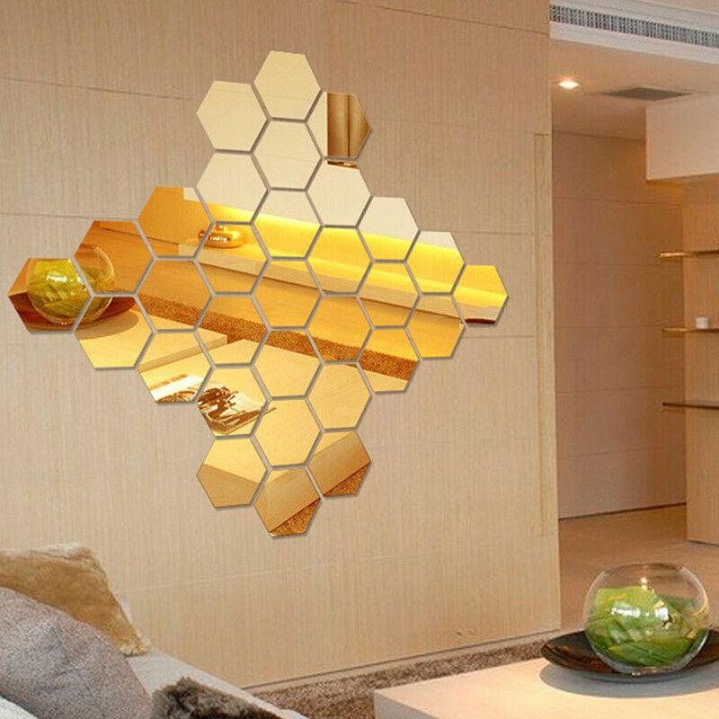 6 Pcs 3D Hexagon Mirror Wall TheUrbanMart