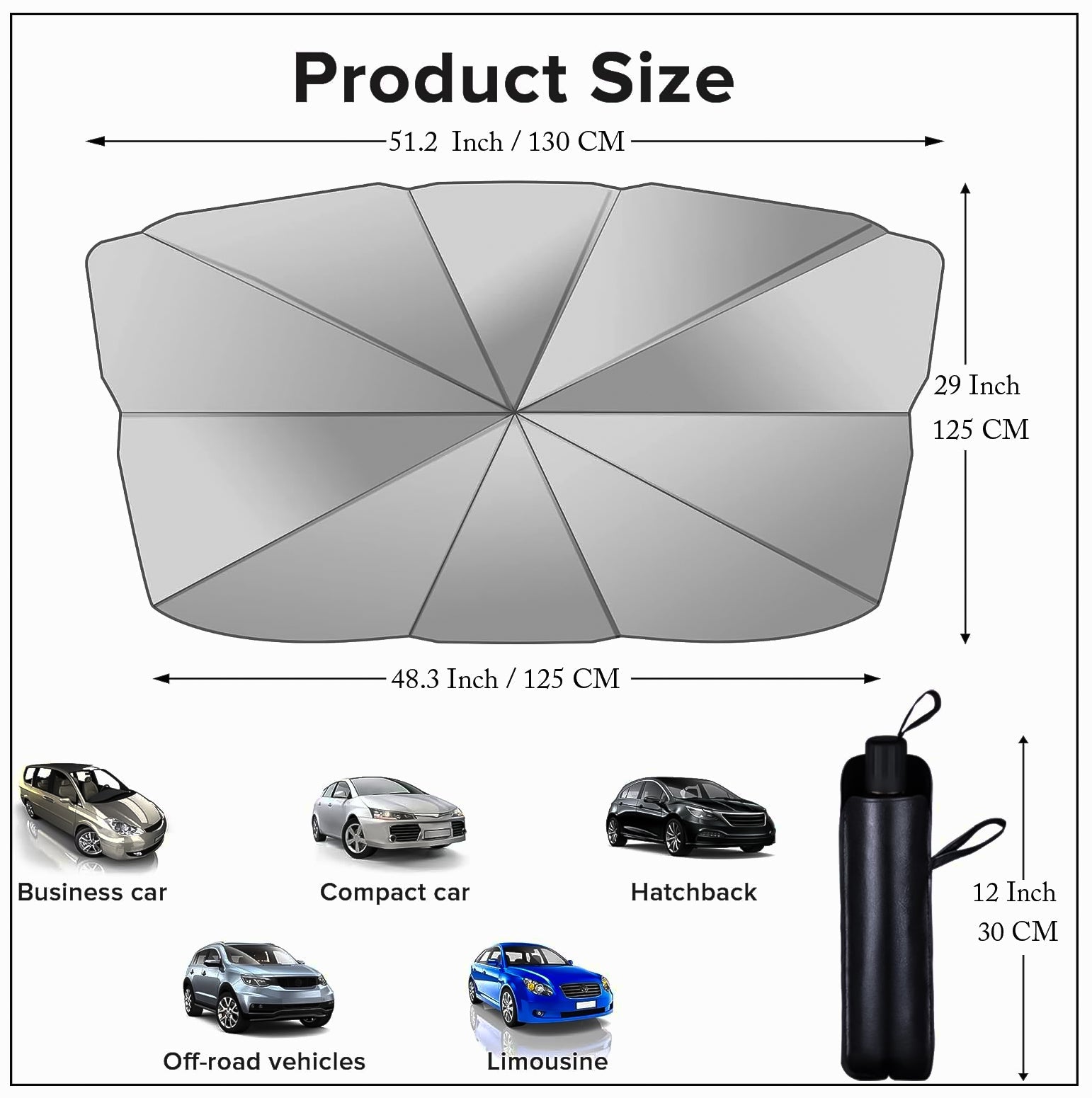 Car Umbrella Sun Shade Cover for Windshield UV Reflecting Foldable Front Car Sunshade Umbrella TheUrbanMart
