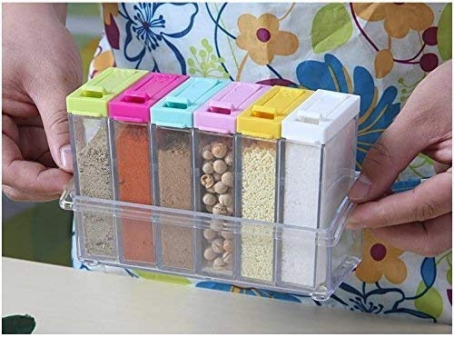 Six Piece Seasoning Set by THE URBAN MART – Kitchen Spice Jar Organizer Set