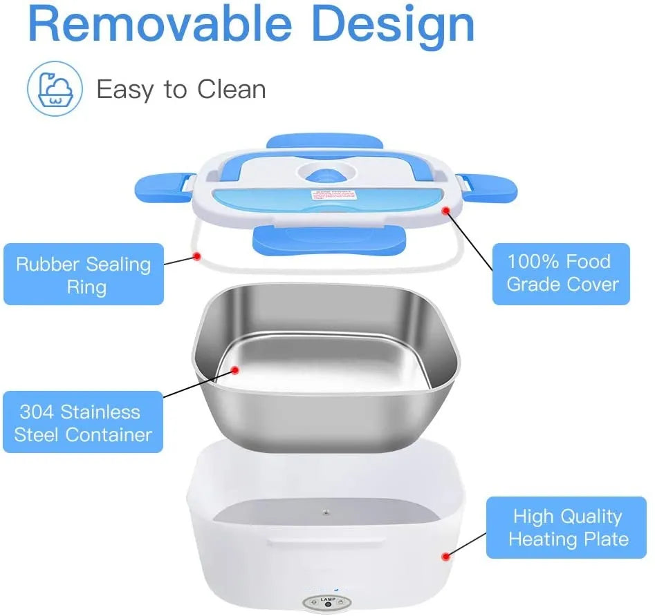 Stainless Steel Electric Lunch Box by THE URBAN MART – Portable Food Warmer for Office & Travel