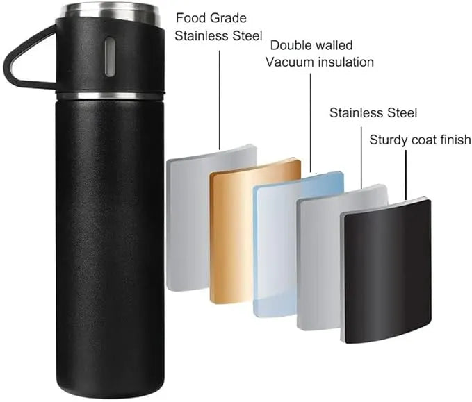 Vacuum Flask Set – Stainless Steel Hot & Cold Insulated Thermos Bottles for Travel & Daily Use