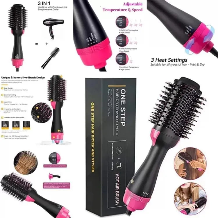 3 in 1 Hair Styler & Brush by THE URBAN MART – Hair Dryer, Straightener & Volumizer