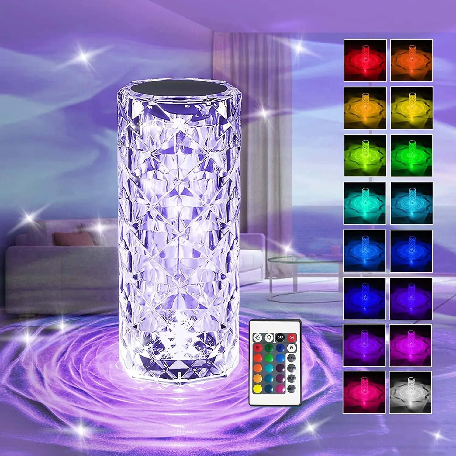 Crystal Lamp Rose Light Diamond Lamp 16 Colors with Touch Control USB Rechargeable Rose Light My Store