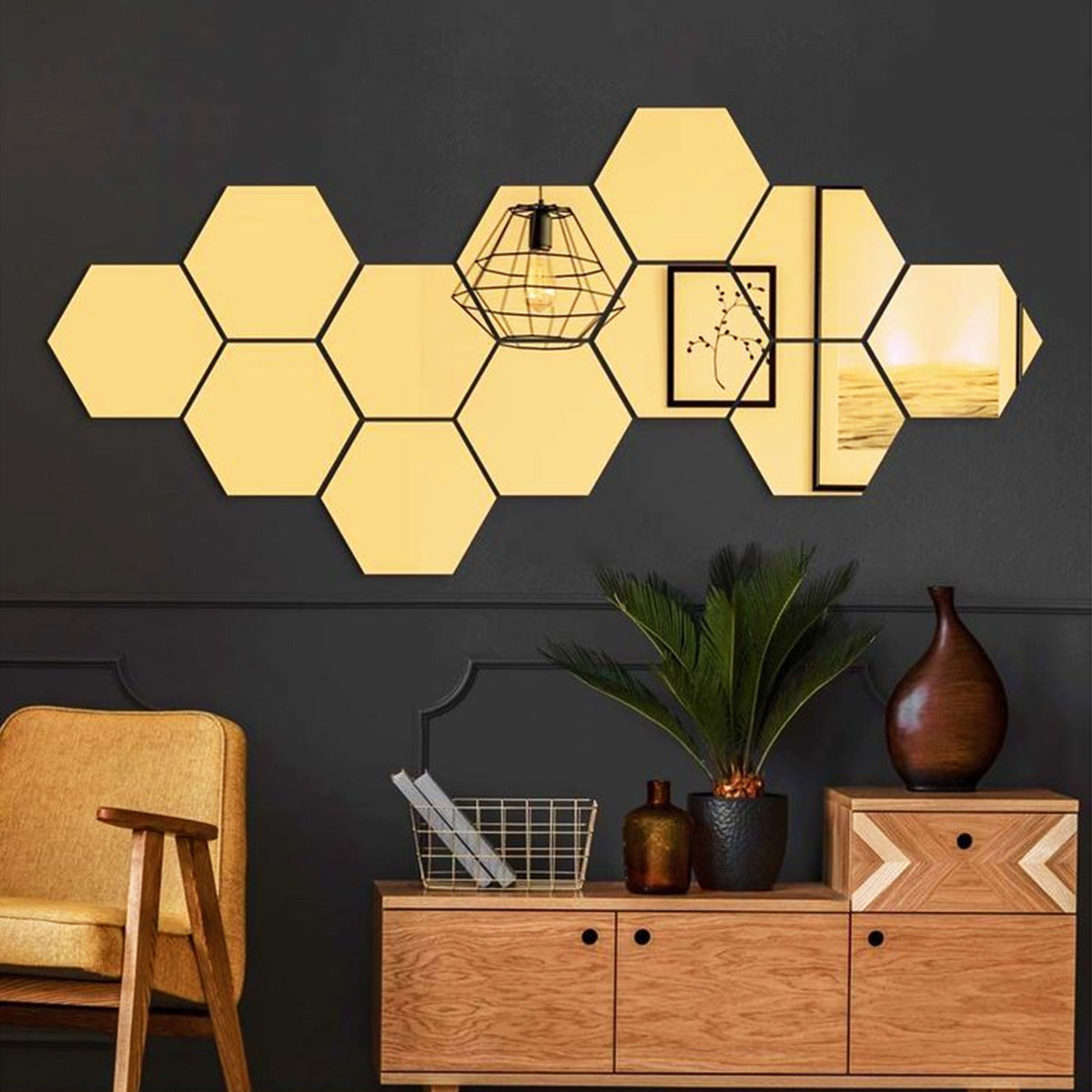 6 Pcs 3D Hexagon Mirror Wall TheUrbanMart