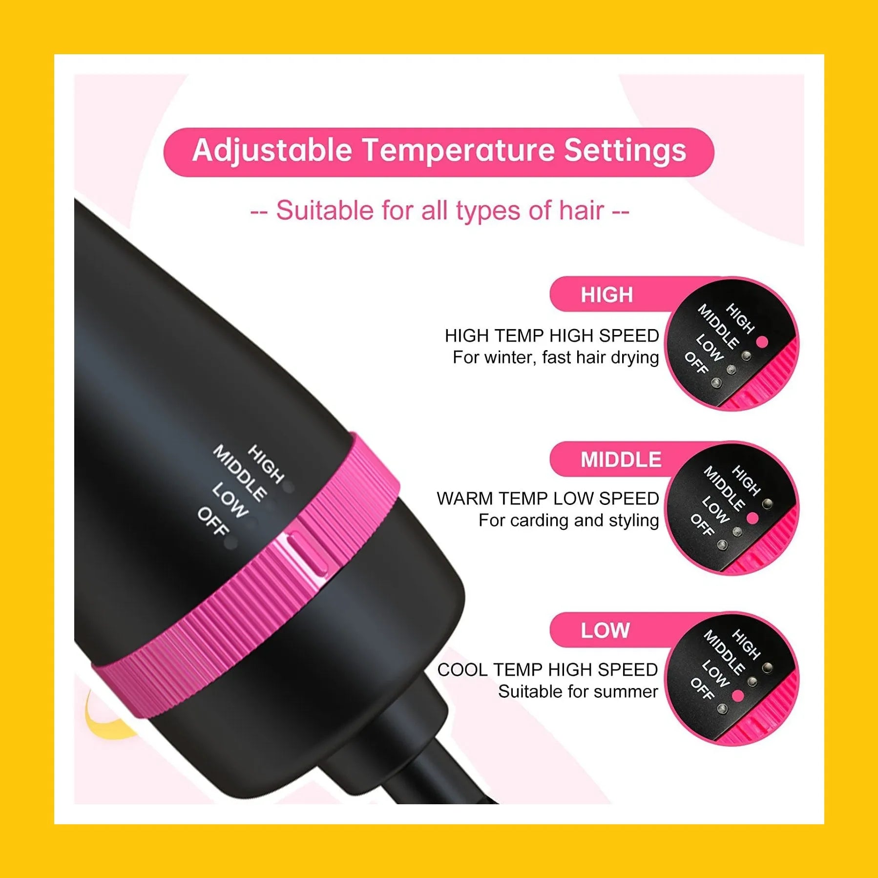 3 in 1 Hair Styler & Brush by THE URBAN MART – Hair Dryer, Straightener & Volumizer