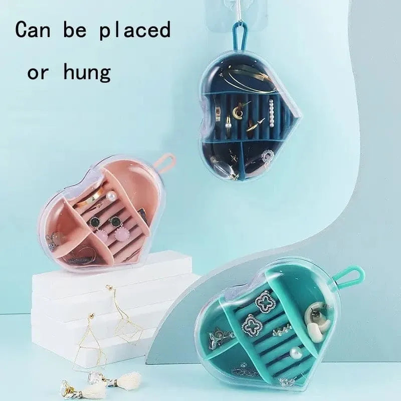 Portable Heart Shape Travel Jewelry Organizer Box