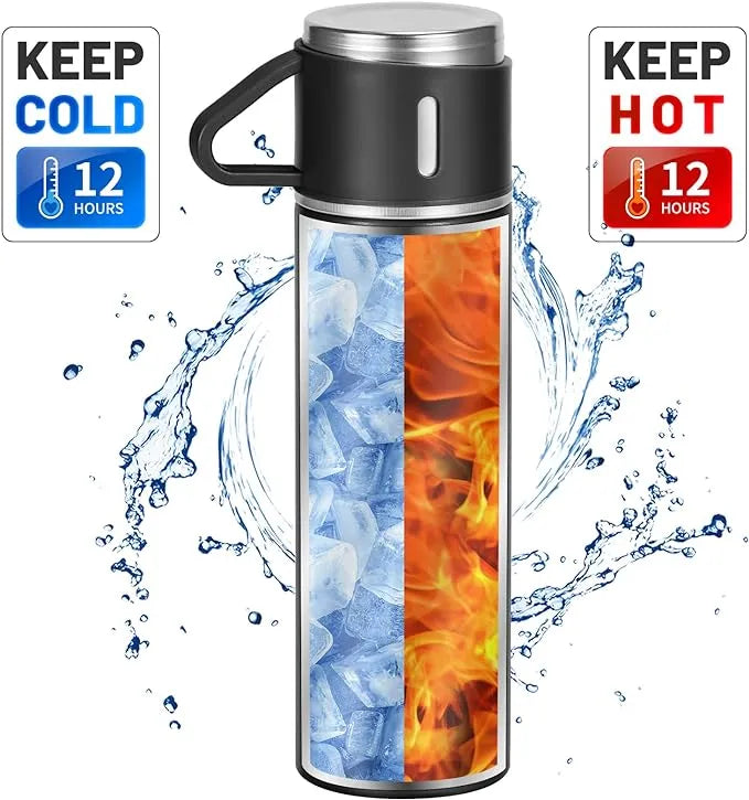 Vacuum Flask Set – Stainless Steel Hot & Cold Insulated Thermos Bottles for Travel & Daily Use