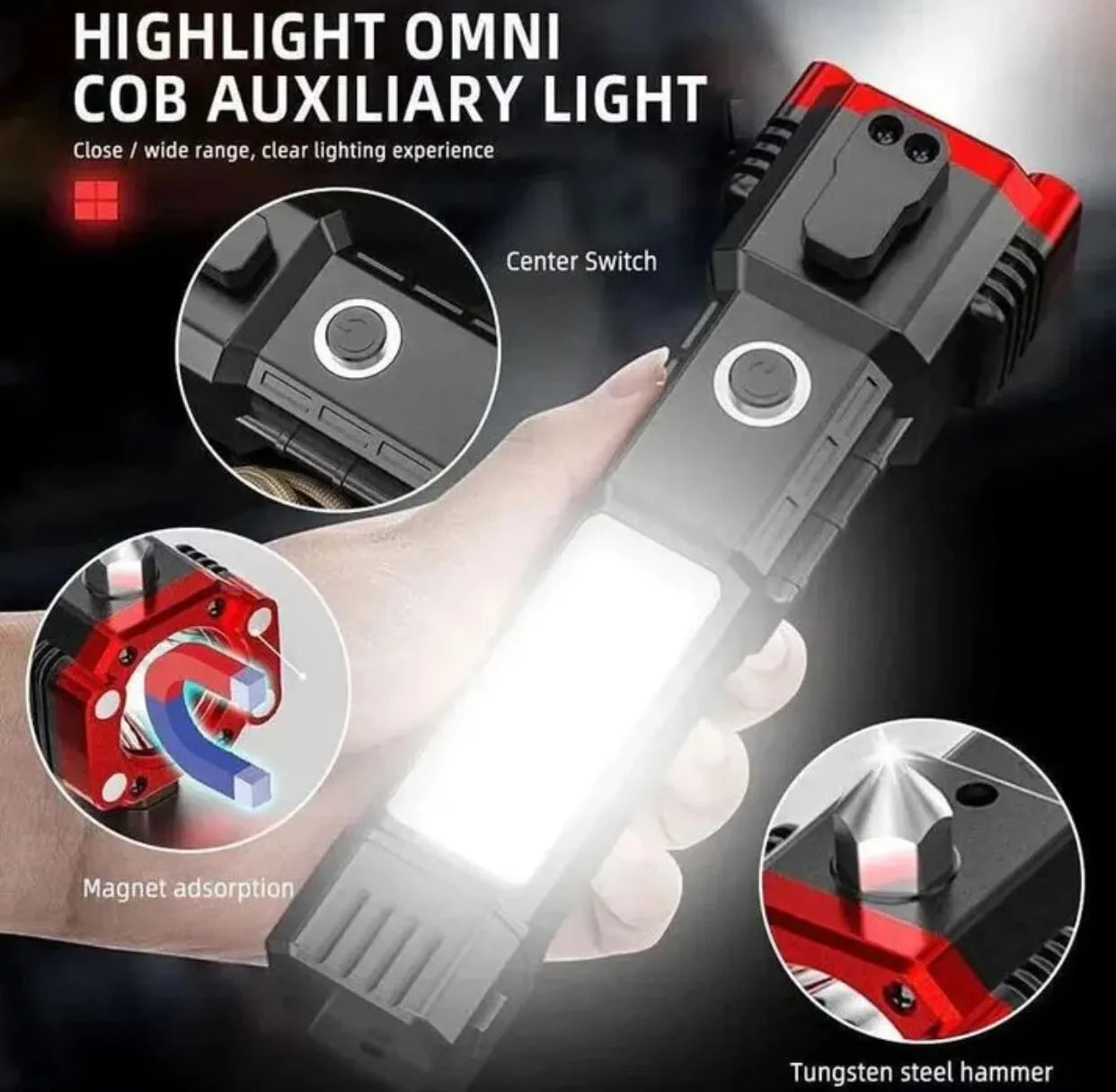 LED 3W Torch 2-in-1 Flashlight – 3000mAh Rechargeable, Ultra-Bright & Durable | THE URBAN MART