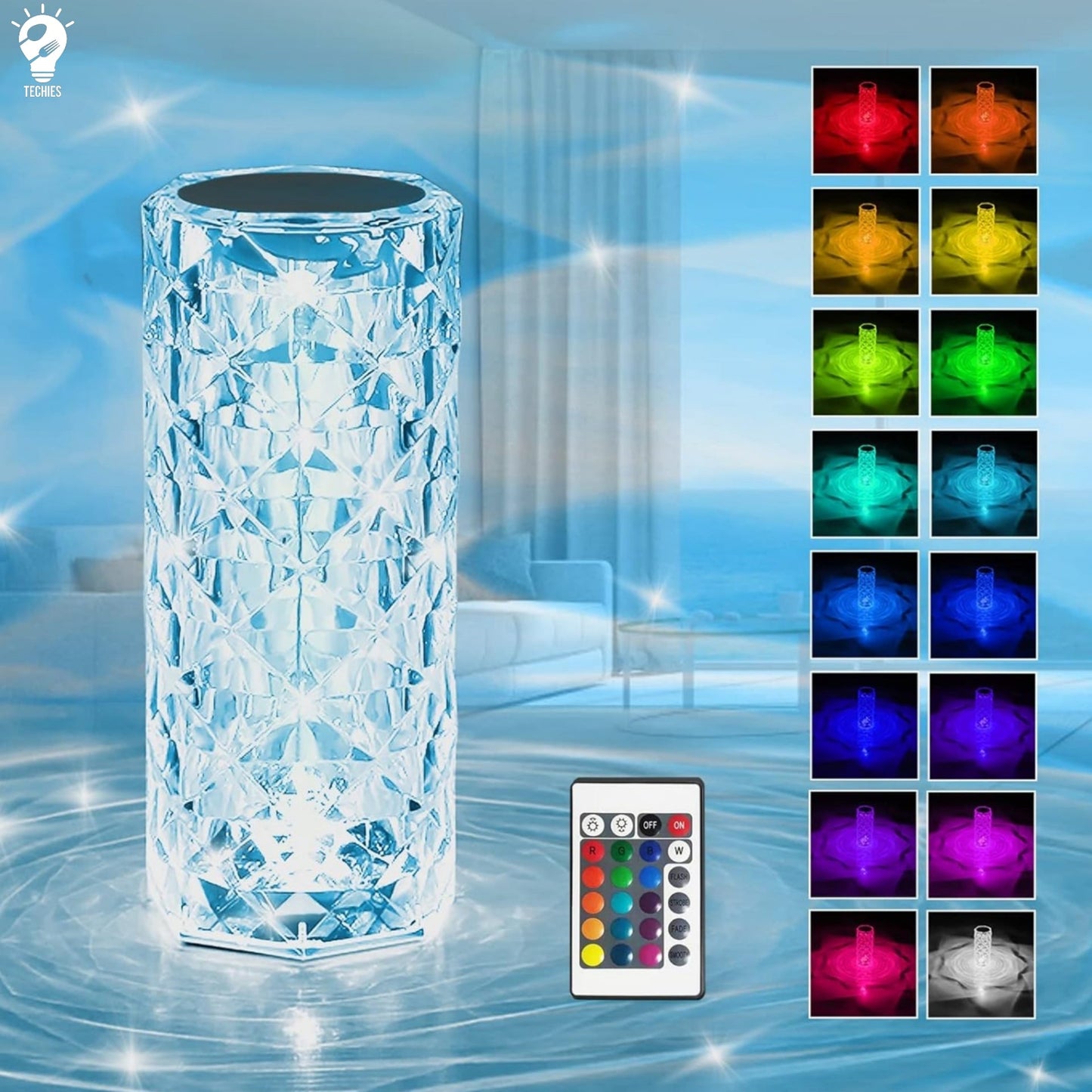 Crystal Lamp Rose Light Diamond Lamp 16 Colors with Touch Control USB Rechargeable Rose Light My Store