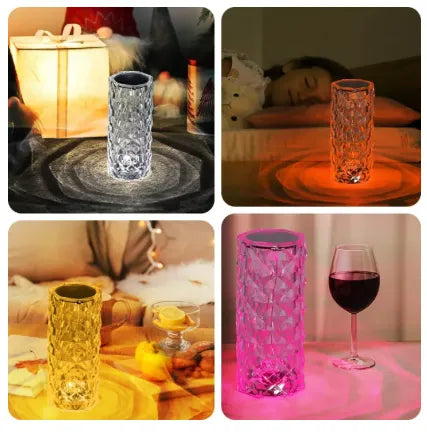 Rose Diamond Table Lamp by THE URBAN MART – LED Crystal Touch Lamp for Home Décor