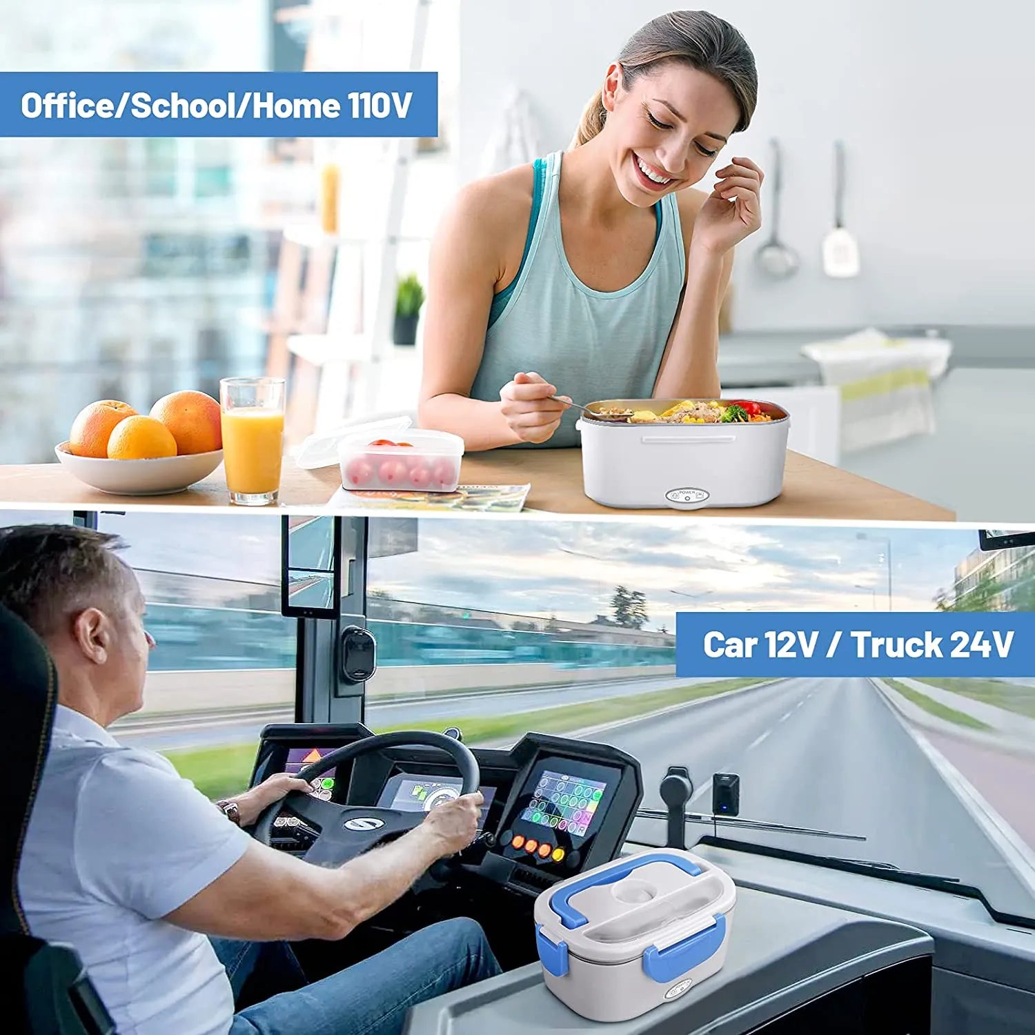 Stainless Steel Electric Lunch Box by THE URBAN MART – Portable Food Warmer for Office & Travel