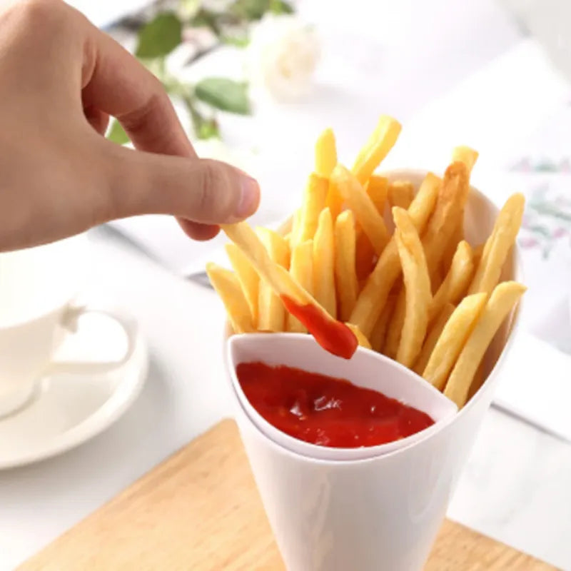 Fries & Dips Cup Holder – Snack Cup with Sauce Compartment | THE URBAN MART