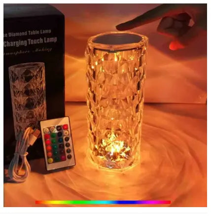 Rose Diamond Table Lamp by THE URBAN MART – LED Crystal Touch Lamp for Home Décor