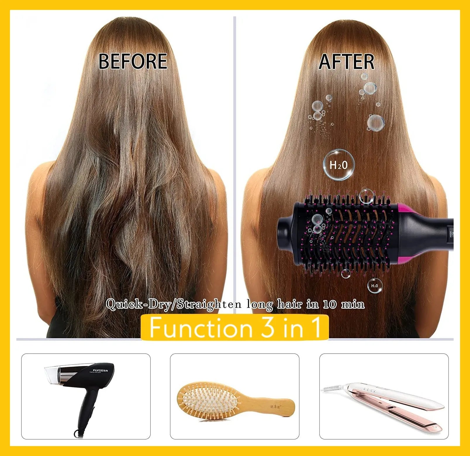 3 in 1 Hair Styler & Brush by THE URBAN MART – Hair Dryer, Straightener & Volumizer