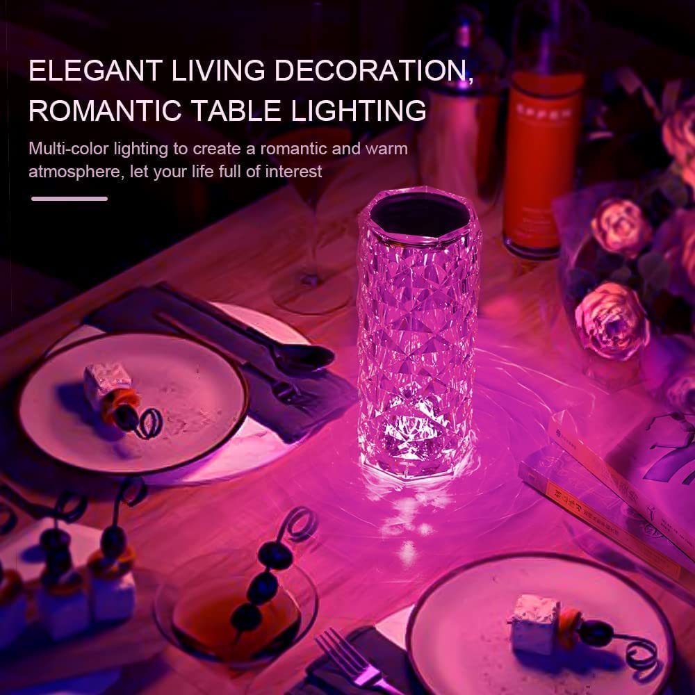 Crystal Lamp Rose Light Diamond Lamp 16 Colors with Touch Control USB Rechargeable Rose Light My Store