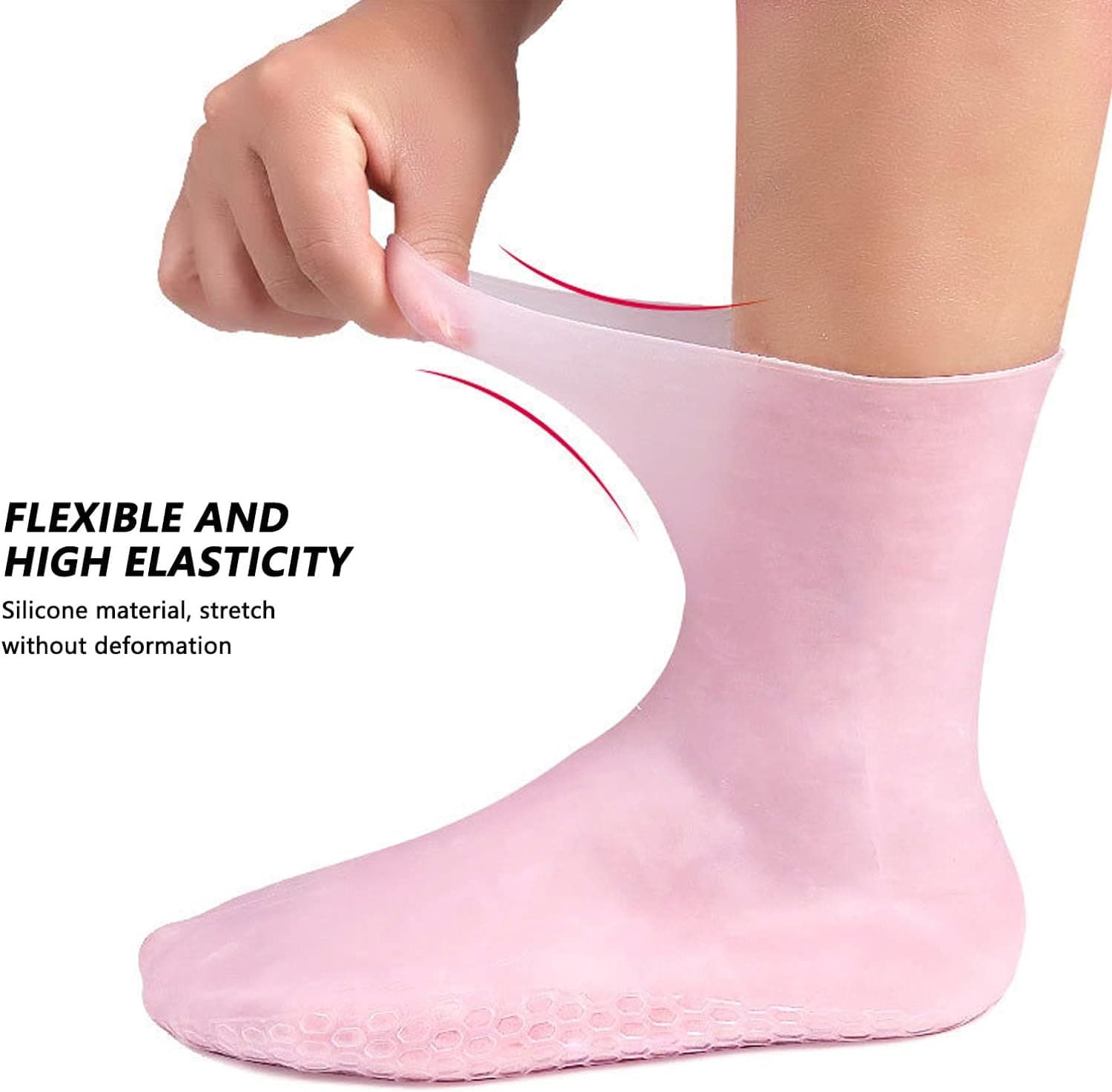 Eco Reusable Silicone Spa Gel Socks for Dry Feet and Cracked Heel Treatment | Moisturizing Socks Heel Gel Sock - Callus Rough Foot Care Treatment Soft Silicone Gel Lined Infused Lotion Spa Socks Cotton Gel | Foot Care Socks