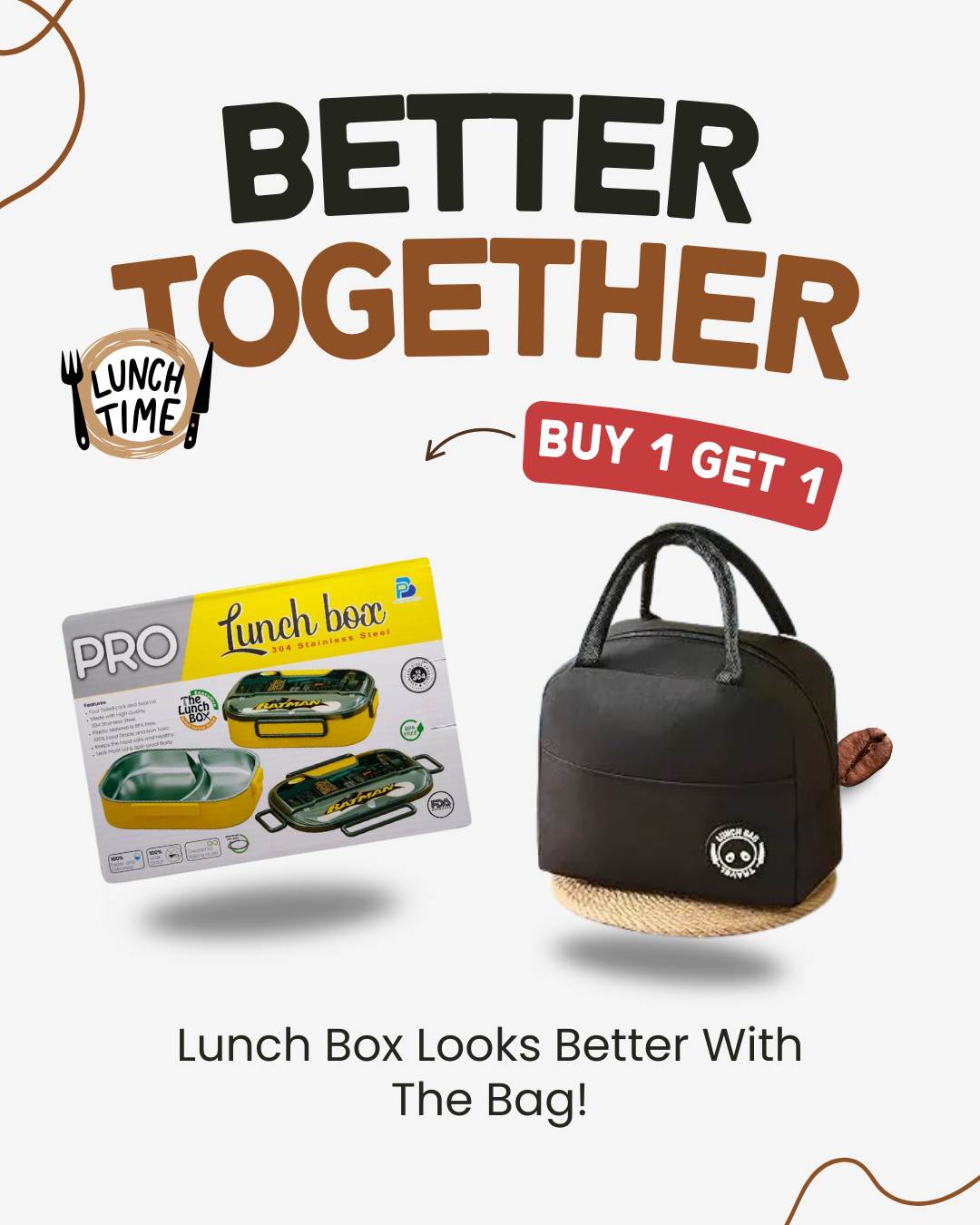 Perfect Lunch Combo – Buy 1 Lunch Box & Get Bag FREE