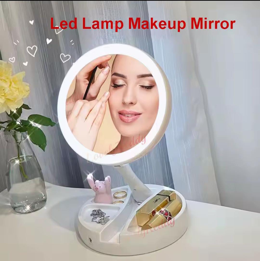 Portable Makeup Mirror with LED Light & 10X Magnification – Travel Beauty Mirror
