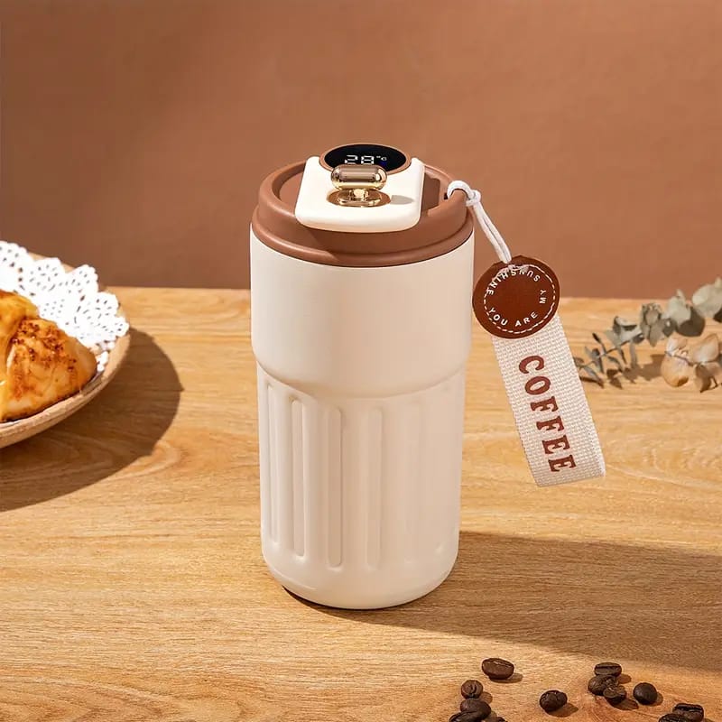 Travel Coffee Mug | Led Temperature Display Coffee Mug Hot & Cold Insulated Coffee Thermos Cup Vacuum Flask Insulation upto 8 hours | Stainless Steel Coffee Mug